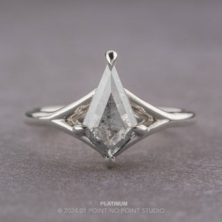 1.10 Carat Salt and Pepper Kite Diamond Engagement Ring, Split Shank Jane Setting, Point No Point Studio. Available in a variety of metal types. Eco-friendly, Recycled Metals, Conflict Free.