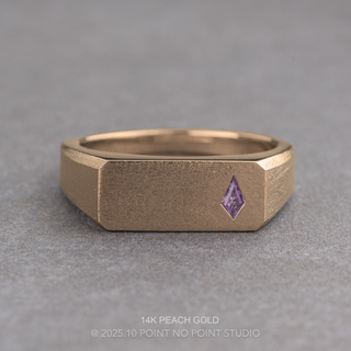 Purple Kite Sapphire Mens Signet Wedding Ring, Matte