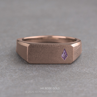 Purple Kite Sapphire Mens Signet Wedding Ring, Matte