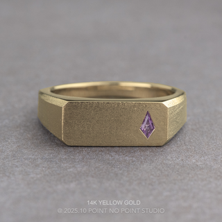 Purple Kite Sapphire Mens Signet Wedding Ring, Matte