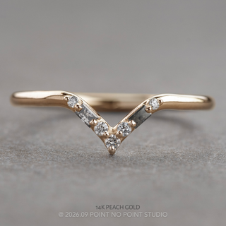 Paloma Wedding Ring, 7 Salt and Pepper Baguette and White Diamond, Round Band women's wedding band, Point No Point Studio. Eco-friendly, Recycled Metals, Conflict Free.
