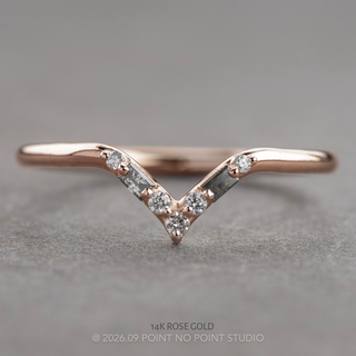 Paloma Wedding Ring, 7 Salt and Pepper Baguette and White Diamond, Round Band women's wedding band, Point No Point Studio. Eco-friendly, Recycled Metals, Conflict Free.