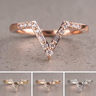 Palomino Wedding Ring, 15 Diamond, Deep V Contour