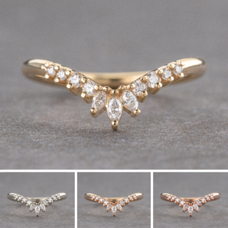 Petite Cleo Wedding Ring, 11 Diamond, Round Band