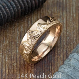 6mm Mountain Mens Wedding Ring, Polished men's wedding band, Point No Point Studio. Eco-friendly, Recycled Metals, Conflict Free.