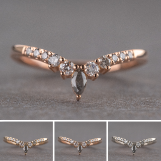 Raelynn Wedding Ring, Salt and Pepper Marquise, 11 Diamond