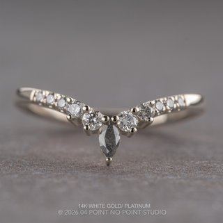Raelynn Wedding Ring, Salt and Pepper Marquise, 11 Diamond women's wedding band, Point No Point Studio. Eco-friendly, Recycled Metals, Conflict Free.