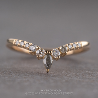 Raelynn Wedding Ring, Salt and Pepper Marquise, 11 Diamond women's wedding band, Point No Point Studio. Eco-friendly, Recycled Metals, Conflict Free.