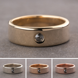 Salt and Pepper Rose Cut Diamond Mens Wedding Band, Comfort Fit