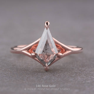 1.10 Carat Salt and Pepper Kite Diamond Engagement Ring, Split Shank Jane Setting, Point No Point Studio. Available in a variety of metal types. Eco-friendly, Recycled Metals, Conflict Free.