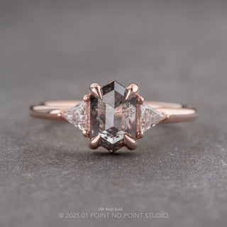 1.37 Carat Black Salt and Pepper Hexagon Diamond Engagement Ring, Zoe Setting