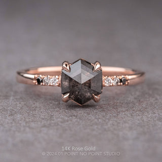 1.67 Carat Black Hexagon Diamond Engagement Ring, Ombre Jules Setting, Point No Point Studio. Available in a variety of metal types. Eco-friendly, Recycled Metals, Conflict Free.