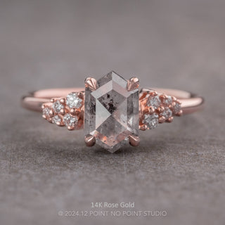2.34 Carat Icy Salt and Pepper Hexagon Diamond Engagement Ring, Aspen Setting