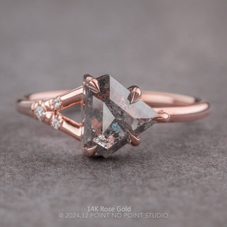 1.69 Carat Salt and Pepper Shield Diamond Engagement Ring, Zara Setting