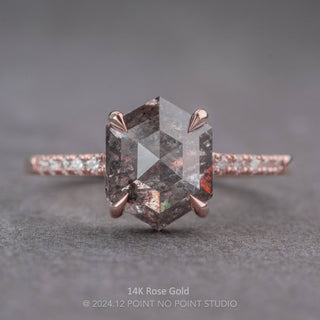 2.71 Carat Salt and Pepper Hexagon Diamond Engagement Ring, Jules Setting