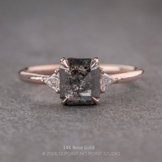 1.40 Carat Black Speckled Asscher Diamond Engagement Ring, Zoe Setting