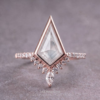 1.51 Carat Icy White Kite Diamond Engagement Ring, Bezel Avaline Setting, Point No Point Studio. Available in a variety of metal types. Eco-friendly, Recycled Metals, Conflict Free.