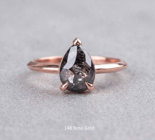 1.68 Carat Black Salt and Pepper Pear Diamond Engagement Ring, Charlize Setting