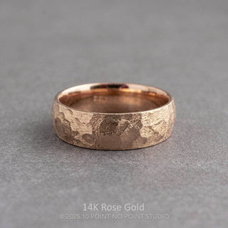 6mm Comfort Fit Mens Wedding Band, Half Round Hammered Matte men's wedding band, Point No Point Studio. Eco-friendly, Recycled Metals, Conflict Free.