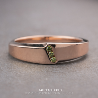 Green Diamond Mens Waved Signet Ring