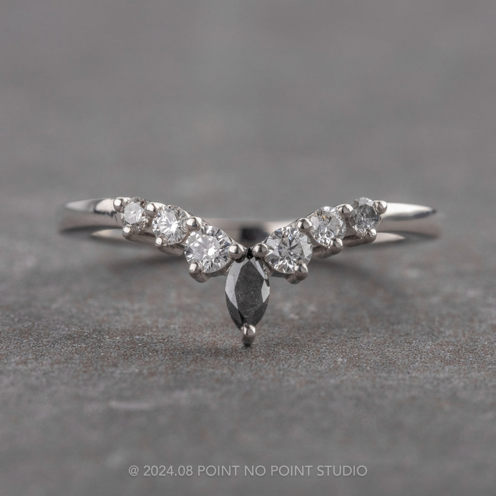 Point Al Rin Design Rae Wedding Ring, Salt and Pepper Marquise, 7 Diamond, Point No Point ...