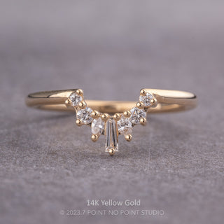 Petite Sage Wedding Ring, 7 Diamond