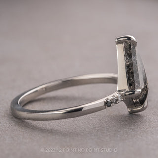 1.55 Carat Black Speckled Kite Diamond Engagement Ring, Ombre Jules Setting, Platinum