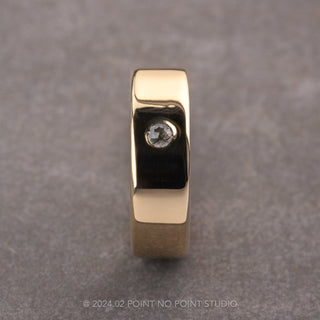 Salt and Pepper Rose Cut Diamond Mens Ring, Comfort Fit, 14K Yellow Gold