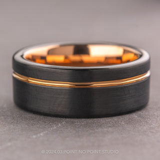 8mm Men's Tungsten Ring with 18K Rose Gold Plating