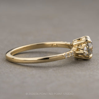 1.33 Carat Salt and Pepper Diamond Engagement Ring, Eliza Setting, 14K Yellow Gold