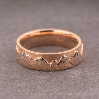 6mm Mountain Mens Wedding Ring, 14k Rose Gold