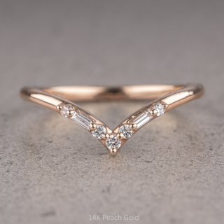 Paloma Wedding Ring, 7 Diamond, V-Shaped Contour, Round Band