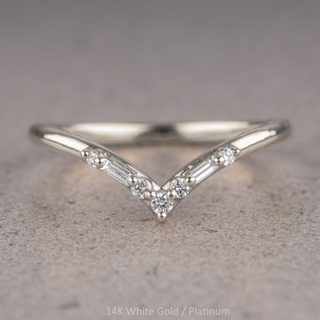 Paloma Wedding Ring, 7 Diamond, V-Shaped Contour, Round Band