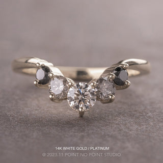 Large Catherine Basket Wedding Ring, 5 Ombre Diamond, Loaf Band