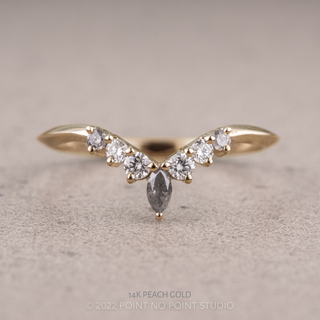 Rae Wedding Ring, Salt and Pepper Marquise, 7 Diamond, Knife Edge Band women's wedding band, Point No Point Studio. Eco-friendly, Recycled Metals, Conflict Free.
