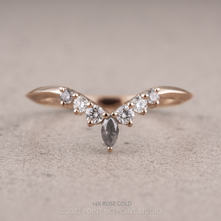 Rae Wedding Ring, Salt and Pepper Marquise, 7 Diamond, Knife Edge Band women's wedding band, Point No Point Studio. Eco-friendly, Recycled Metals, Conflict Free.