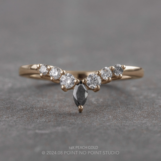 Rae Wedding Ring, Salt and Pepper Marquise, 7 Diamond, Loaf Band women's wedding band, Point No Point Studio. Eco-friendly, Recycled Metals, Conflict Free.
