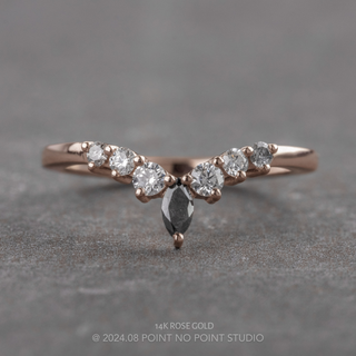 Rae Wedding Ring, Salt and Pepper Marquise, 7 Diamond, Loaf Band women's wedding band, Point No Point Studio. Eco-friendly, Recycled Metals, Conflict Free.