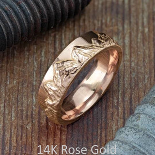 6mm Mountain Mens Wedding Ring, Polished men's wedding band, Point No Point Studio. Eco-friendly, Recycled Metals, Conflict Free.