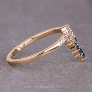Sapphire and Diamond Marquise Wedding Band, Cleo Setting, 14K Rose Gold