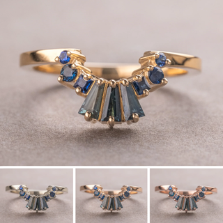 Wren Basket Wedding Ring, 9 Sapphire, Loaf Band
