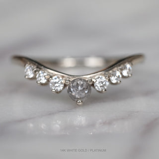 Maggie Wedding Ring, 7 Salt and Pepper & White Diamond, Rounded Contour