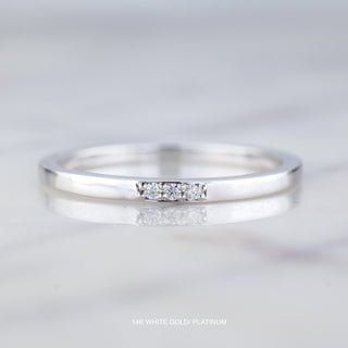 Classic Straight Wedding Ring, 3 Diamond, Square Band