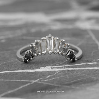 Large Wren Wedding Ring, 11 Ombre Diamond, Rounded Contour
