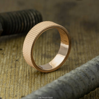 6mm Mens Wedding Band, Knurling Texture men's wedding band, Point No Point Studio. Eco-friendly, Recycled Metals, Conflict Free.