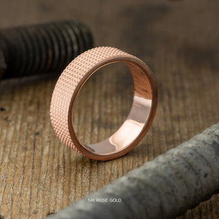 6mm Mens Wedding Band, Knurling Texture