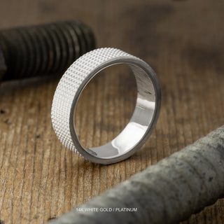 6mm Mens Wedding Band, Knurling Texture