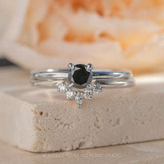 .50 Carat Round Brilliant Cut Black Diamond Engagement Ring, Tulip Jane Setting, Platinum
