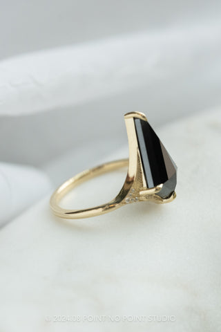 2.79 Carat Black Kite Diamond Engagement Ring, Aela Setting, 14K Yellow Gold