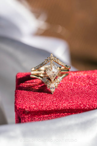 1.24 Carat Canadian Salt and Pepper Lozenge Diamond Engagement Ring, Lark Setting, 14K Yellow Gold